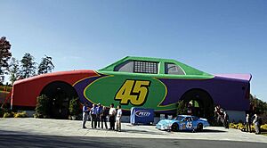 George W. Bush at Victory Junction Gang Camp - Randleman, N.C. with NASCAR drivers