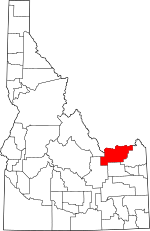 Map of Idaho highlighting Clark County