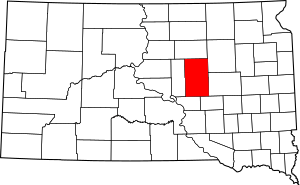 Map of South Dakota highlighting Hand County