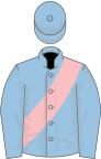 Light blue, pink sash