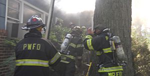 Port Washinton Fire Department Attacking Basement Fire September 2011