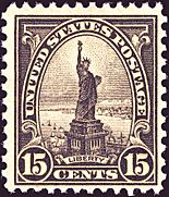 Statue of Liberty stamp 15c 1922 issue