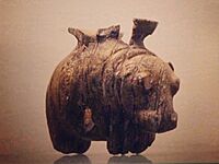 Vase in the shape of a hippopotamus. Early Predynastic, Badarian. Fifth millennium BC. From Mostagedda