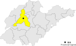 Location of Jinan City within Shandong