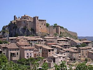 View of Alquézar with the church on top