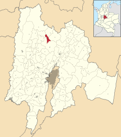 Location of the municipality and town inside Cundinamarca Department of Colombia