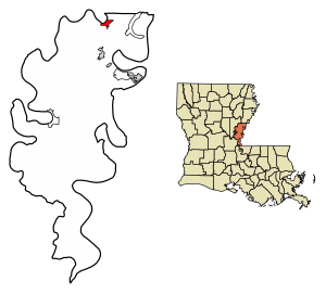 Location of Clayton in Concordia Parish, Louisiana.