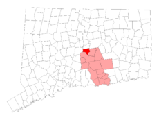 Cromwell's location within Middlesex County and Connecticut