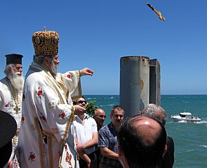 Cross being thrown at Theophany