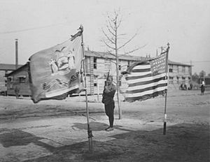 Flag of the old 15th New York Regiment (369th Colored Infantry) - from, Kelly Miller's history of the world war for human right - (14782109565) (cropped)