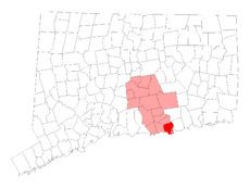 Old Saybrook's location within Middlesex County and Connecticut