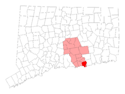 Location within Middlesex County, Connecticut