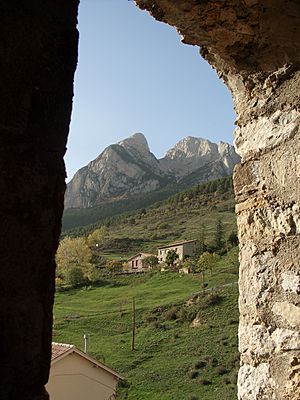 Pedraforca from the belfry of Saldes