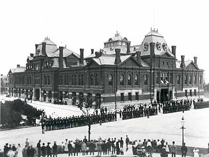 Pullman strikers outside Arcade Building.jpg