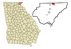 Location in Rabun County and the state of Georgia