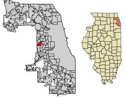 Location of Westchester in Cook County, Illinois.