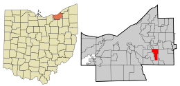 Location in Cuyahoga County and the state of Ohio.