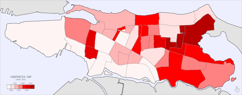 Densidad poblacional por sub-barrio de Santurce