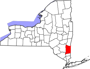 Map of New York highlighting Dutchess County