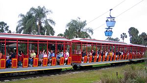 SkyrideWithTrainCarsInForeground