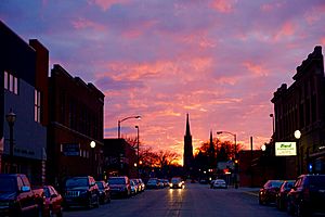 Sunset over downtown Austin, Minnesota