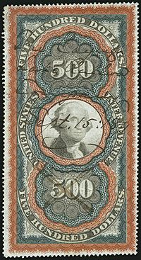 Washington revenue $500 1871 issue