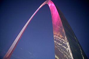 Gateway Arch Illuminated in Pink