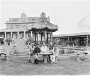 Johnston, Puyi and Wanrong in the Zhang Garden in Tianjin, 1920s