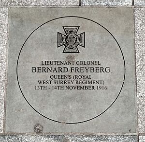 Lieutenant Colonel Bernard Freyberg commemorative paving stone outside Richmond Station