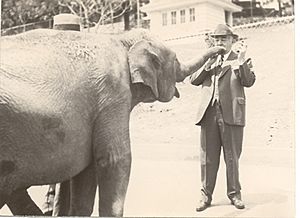 Milton Hershey with Elephant