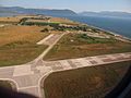 Aktion National Airport, runway 07R seen after takeoff from 25R