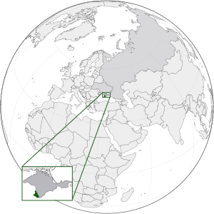 Orthographic projection of Sevastopol (in green)