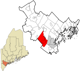 Location in Cumberland County and the state of Maine.