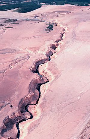 River eroding volcanic ash flow Alaska Southwest, Valley of Ten Thousand Smokes