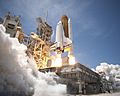 Space Shuttle Atlantis launches from KSC on STS-132 side view