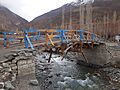 Under rope bridge in Pakistan