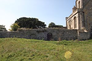 Woodspring Priory, west wall of cloister