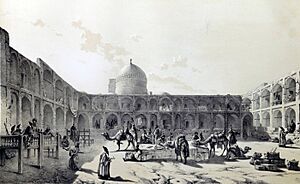 Caravanserai-i-Shah , Qazvin by Eugène Flandin