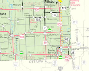 KDOT map of Cherokee County (legend)