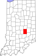 Map of Indiana highlighting Shelby County