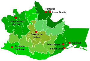 Major cities of Oaxaca