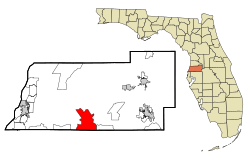 Location in Pasco County and the state of Florida