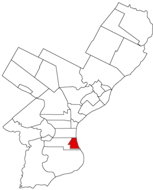 Map of Philadelphia County, Pennsylvania highlighting Southwark District prior to the Act of Consolidation, 1854