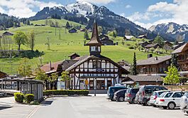 The railway station with the Rinderberg in background