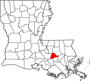 Map of Louisiana highlighting Ascension Parish