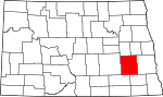 State map highlighting Barnes County