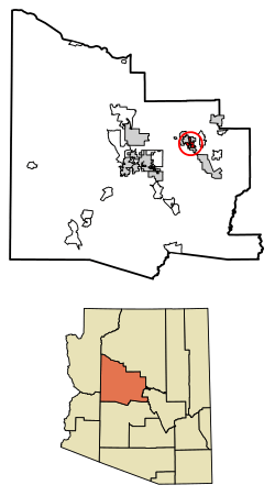 Location of Verde Village in Yavapai County, Arizona.