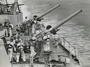 HMAS Sydney 4 inch guns SLV H98.105 3249