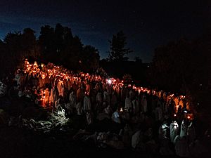 Vigil lightening at Lalibela, Ethiopia during Christmas