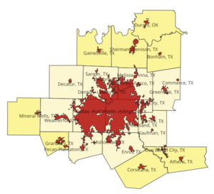 Dallas CSA urban areas